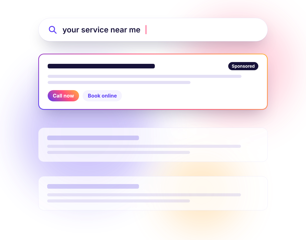 Illustration of a search results page with an ad at the top