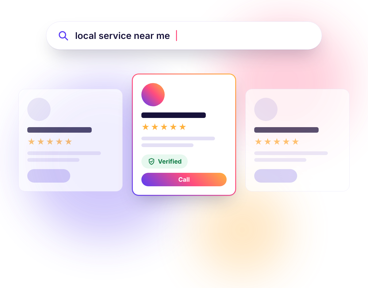 Illustration of a verified business card in local service results