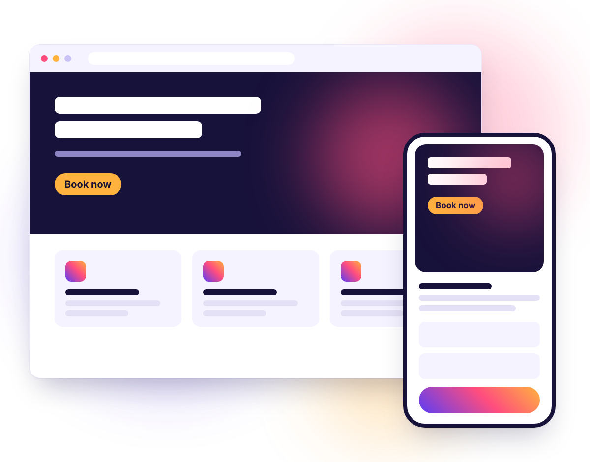 Illustration of a website on desktop and phone